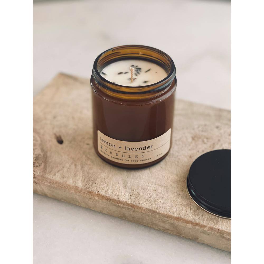 Z CANDLES Lemon Plus Lavender, Amber Jar Candle 8 oz.