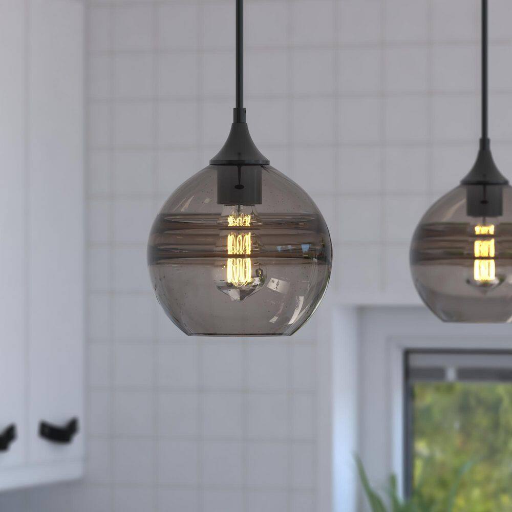 VAXCEL Milano 1-Light Oil Rubbed Bronze Globe Mini Pendant Ceiling Light Amber Fog Glass