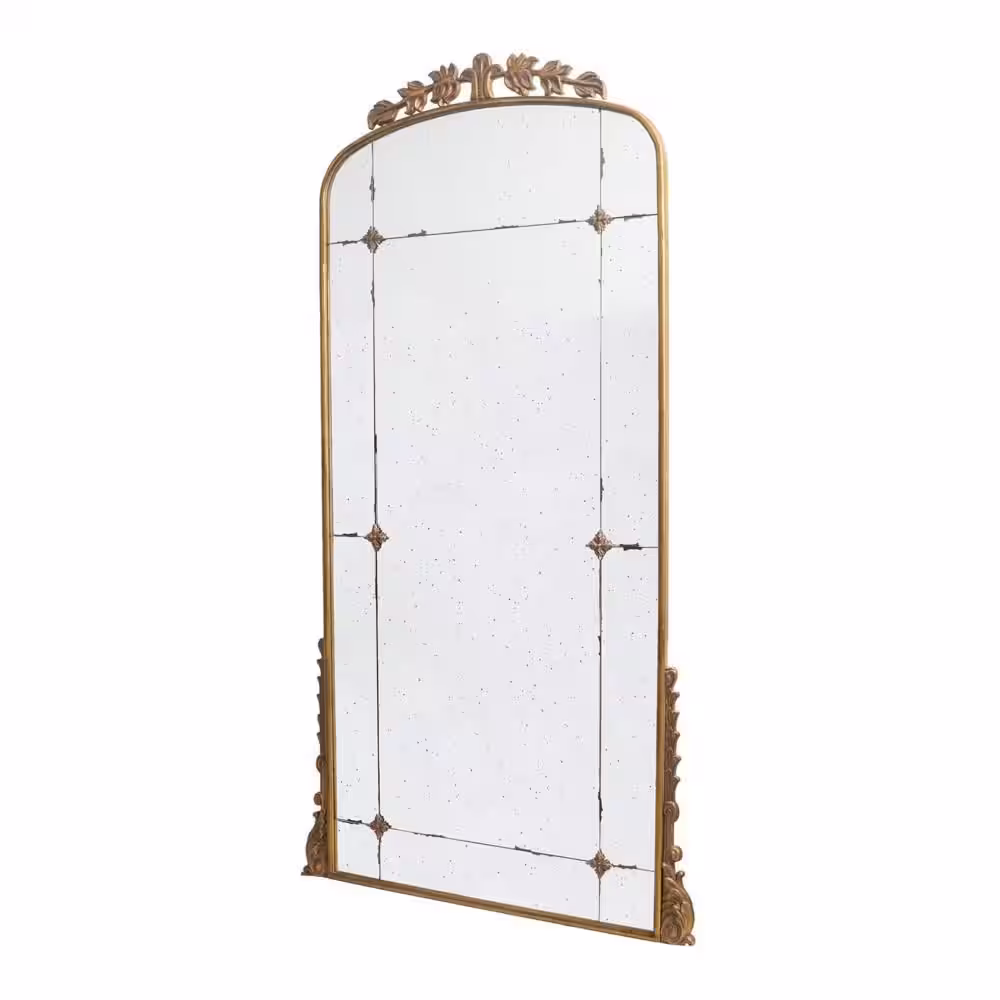 A & B Home 40.2 in. W x 76 in. H Glam Rectangle Framed Gold Floor Mirror