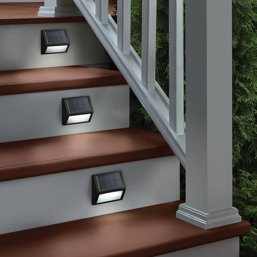 Hampton Bay 10 Lumens Black LED Outdoor Solar Stair Light (4-Pack)