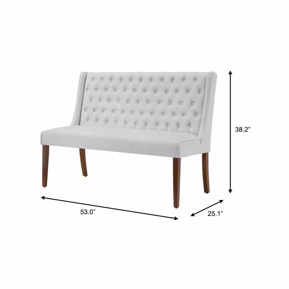 Home Decorators Collection Classic Biscuit Beige Upholstered Dining Accent Bench with Tufted Back (53