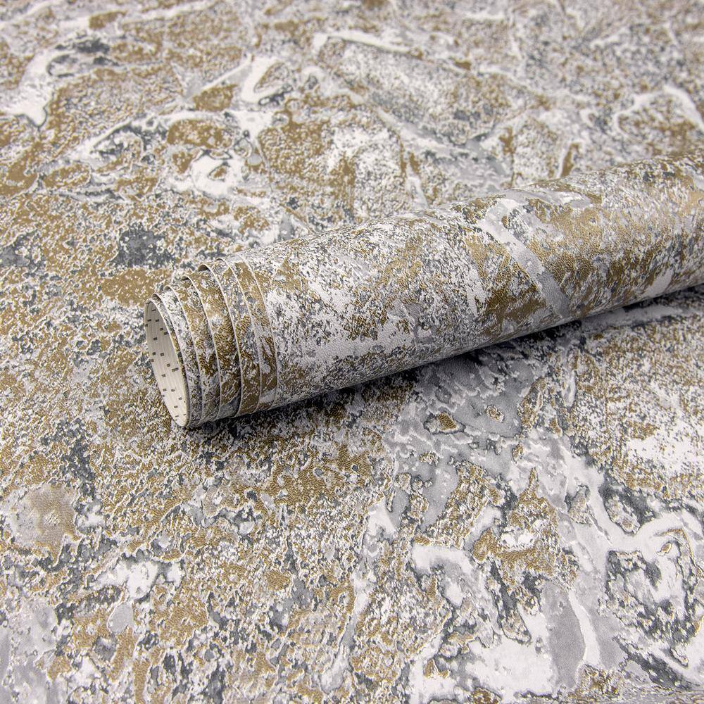 Fablon 157.48 in. x 17.71 in. Marble Gold Adhesive Film (Set of 2)