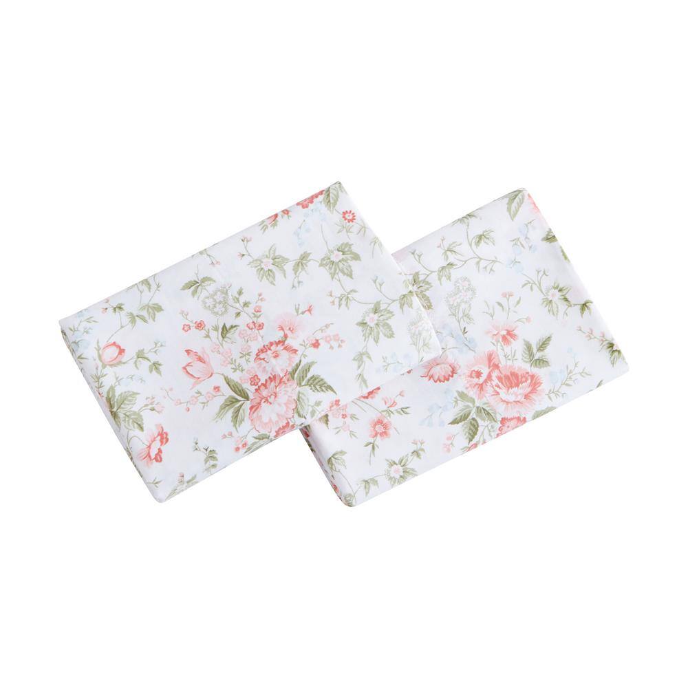 Laura Ashley Lilian 2-Piece Red T300 Cotton Standard Pillowcase Pair