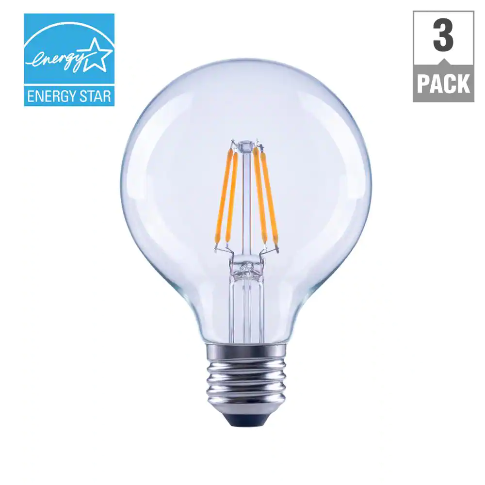 EcoSmart 40-Watt Equivalent G25 Globe Dimmable ENERGY STAR Clear Glass Filament LED Vintage Edison Light Bulb Soft White (3-Pack)