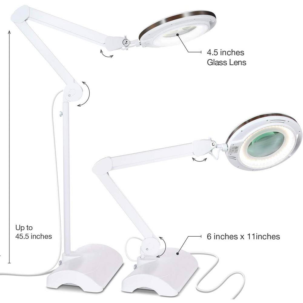 Brightech LightView Pro 45 in. White Magnifying 2 in 1 Floor and Desk LED Lamp