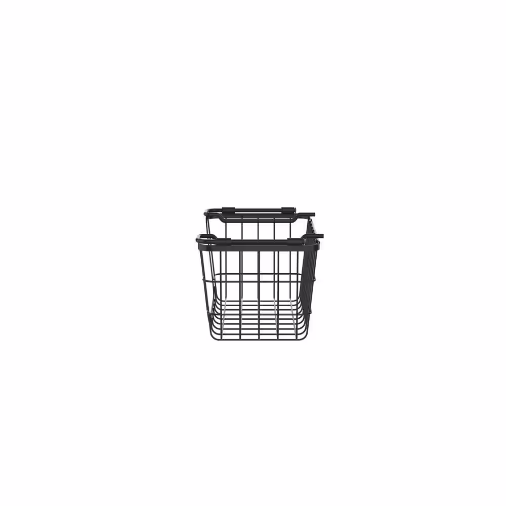 Oceanstar Stackable Metal Wire Storage Basket Set for Pantry, Countertop, Kitchen or Bathroom - Black (Set of 3)