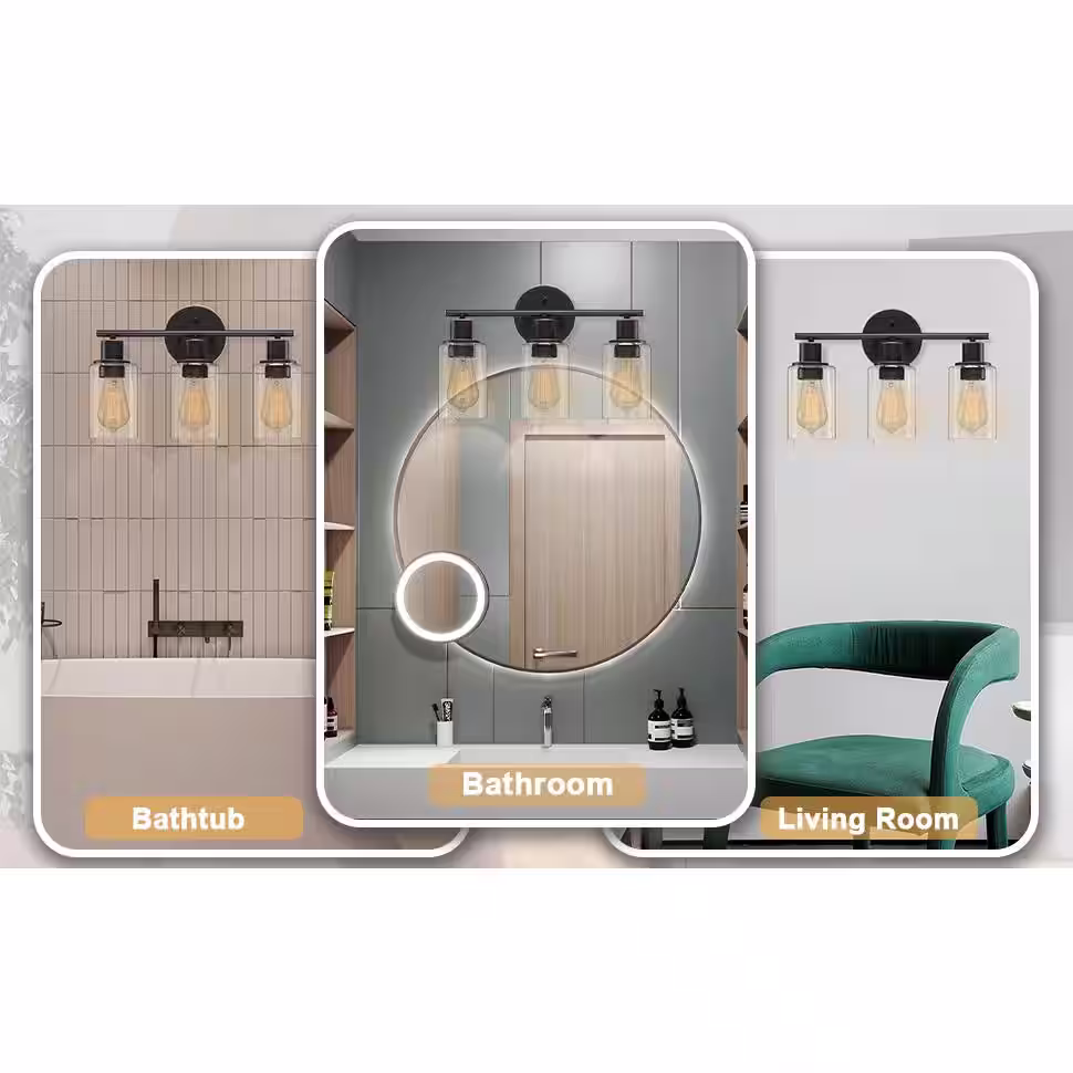 Pia Ricco 17 in. 3-Light Bathroom Light Fixtures Oil Rubbed Bronze Vanity Light