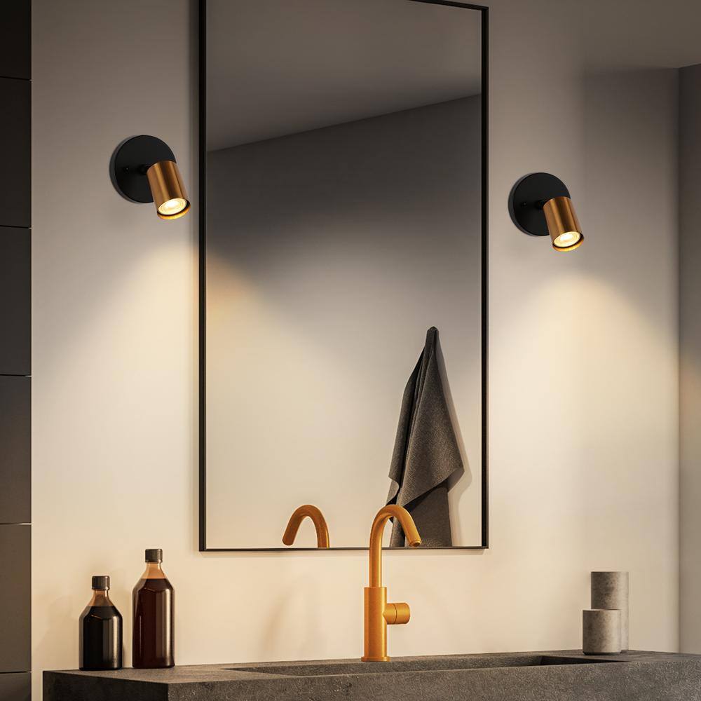 Zevni Sharre 1-Light Brass Gold Adjustable Modern Industrial Black Wall Sconce Wall Light with Metal Shade