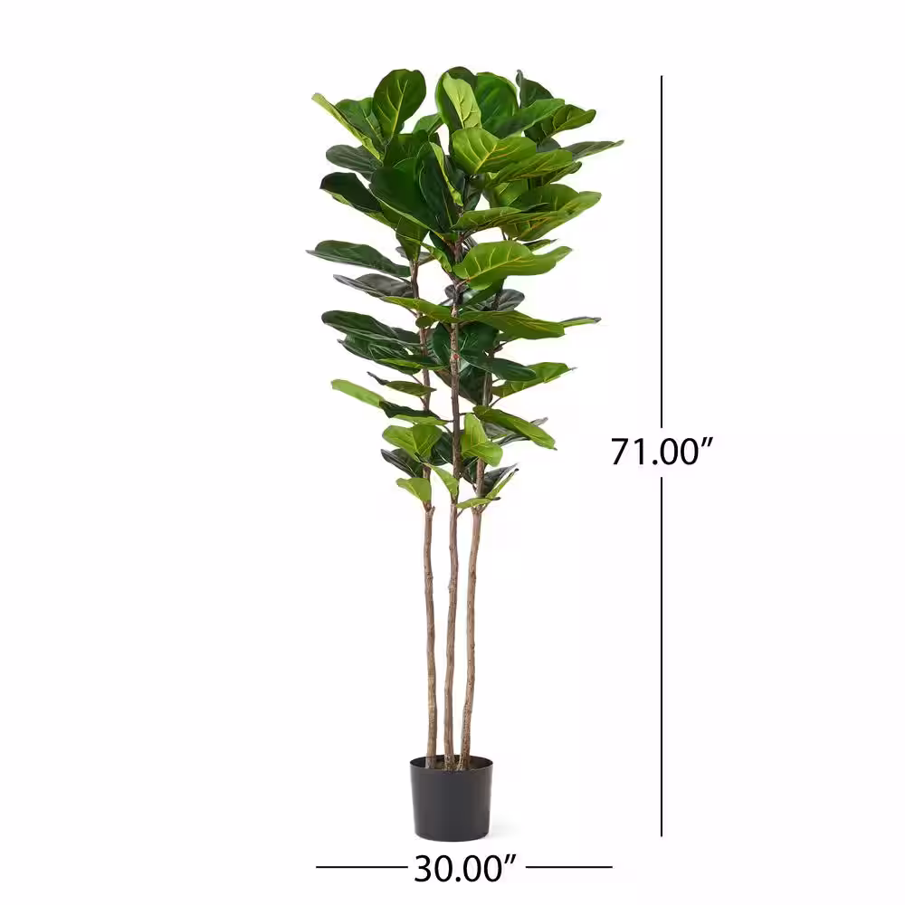 Noble House Sherard 6 ft. Green Artificial Fiddle-Leaf Fig Tree
