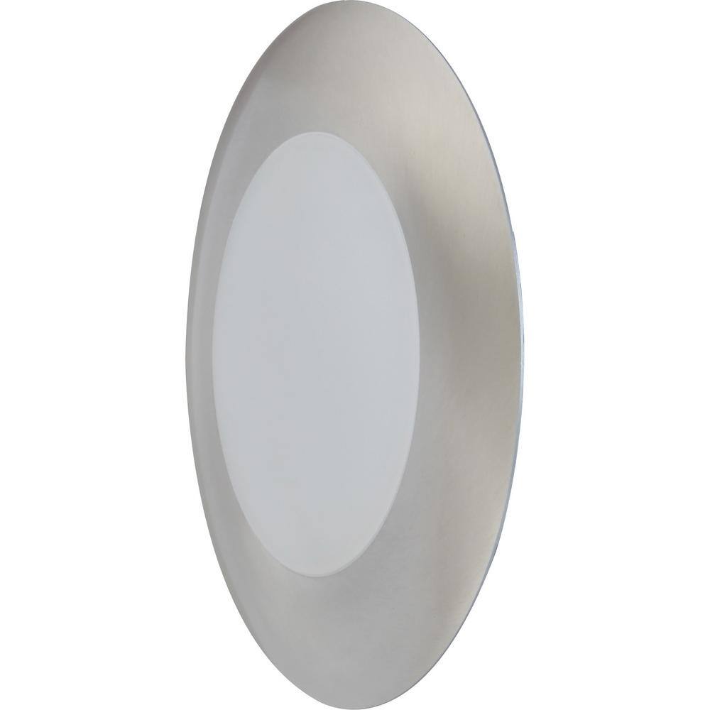 Volume Lighting 1-Light Brushed Nickel Aluminum LED Indoor/Outdoor Surface Ceiling Flush Mount/Wall Sconce with Lens, Round Trim