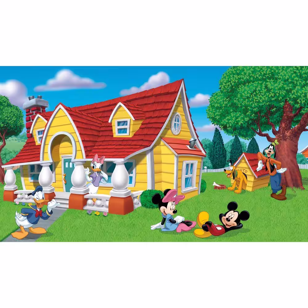 RoomMates Mickey & Friends Chair Rail Prepasted Mural 6 ft. x 10.5 ft. Ultra-strippable Wall Applique US/MEXICO/