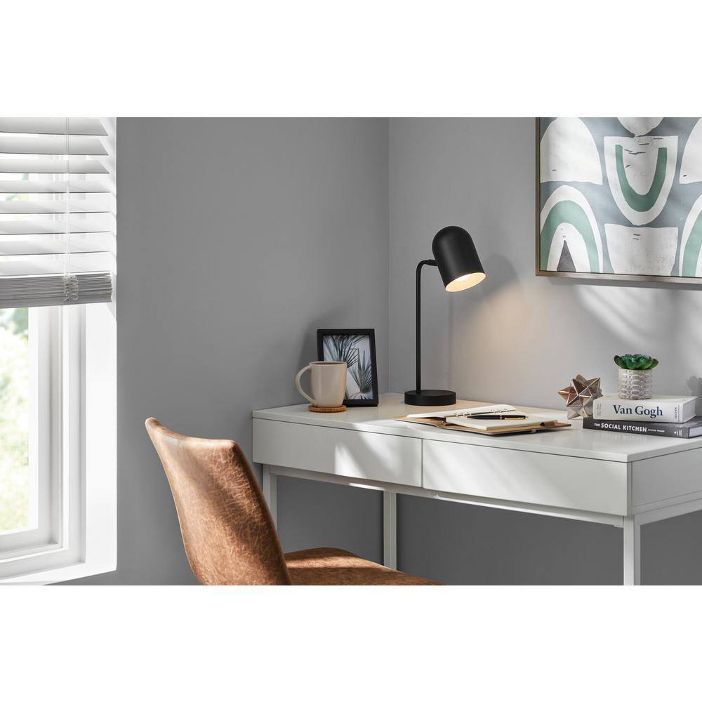 Hampton Bay 16.5 in. Black Table Lamp with Metal Shade