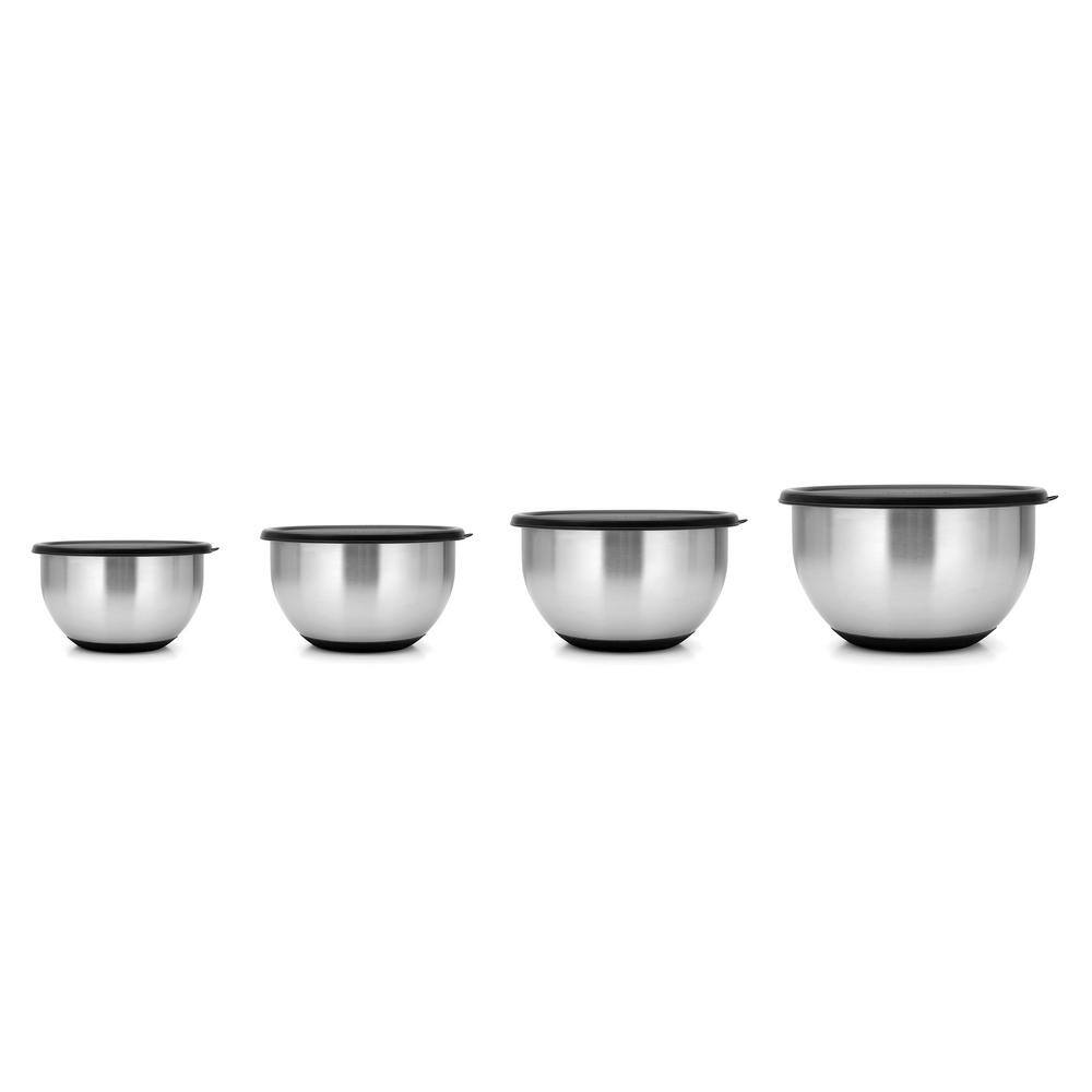 BergHOFF Essentials Geminis 8-Piece 18/10 Stainless Steel Mixing Bowl Set with Lids