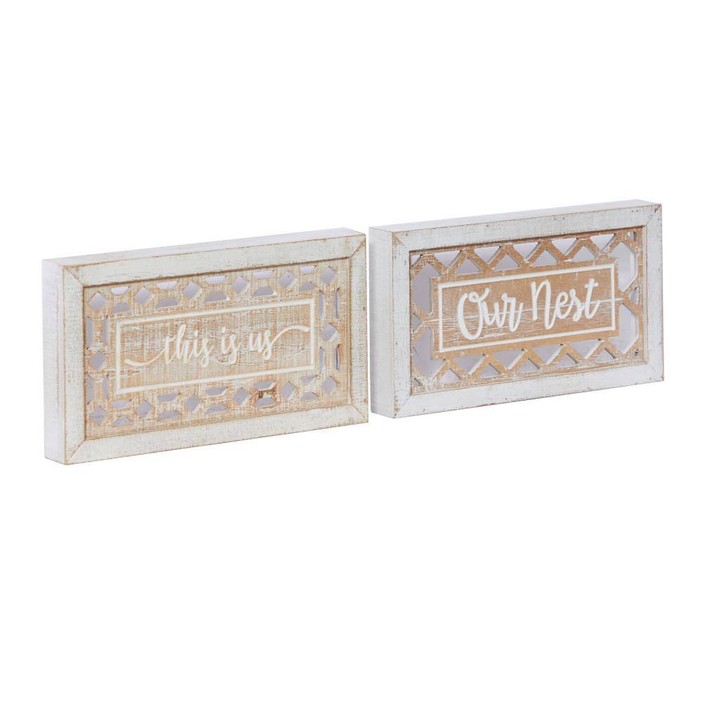 Litton Lane Farmhouse Wood White Wall Decor (Set of 2)
