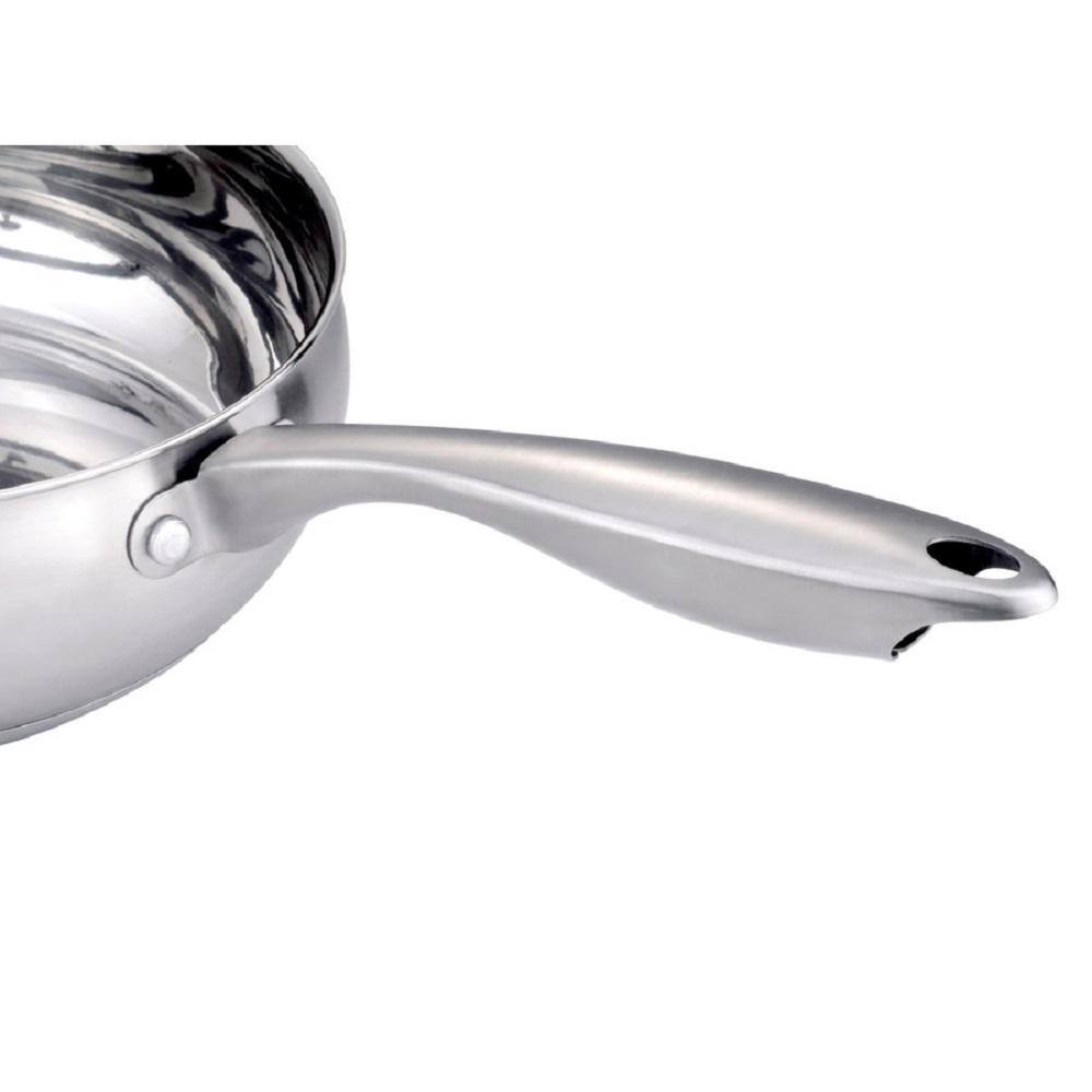 J&V TEXTILES 4.5 qt. 9.5 in. Silver Tri-Ply Stainless Steel, Professional Grade, Stainless Cookware, Fry Pan with Lid