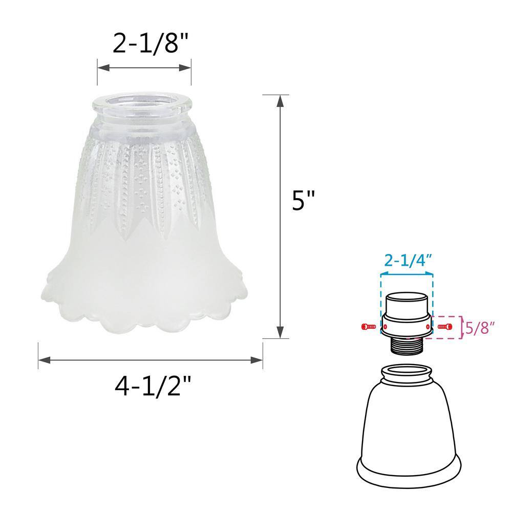 ASPEN Creative CORPORATION:Aspen Creative Corporation 4-1/2 in. Clear and Frosted Ceiling Fan Replacement Glass Shade (4-Pack)
