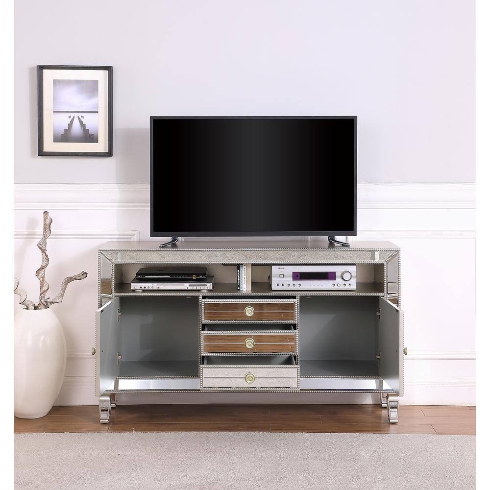 None Brissa 60 in. Silver Mirrored TV Stand