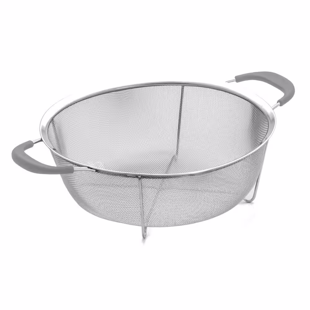 ExcelSteel 11.25 in. Reinforced Stainless Steel Mesh Colander with Grey