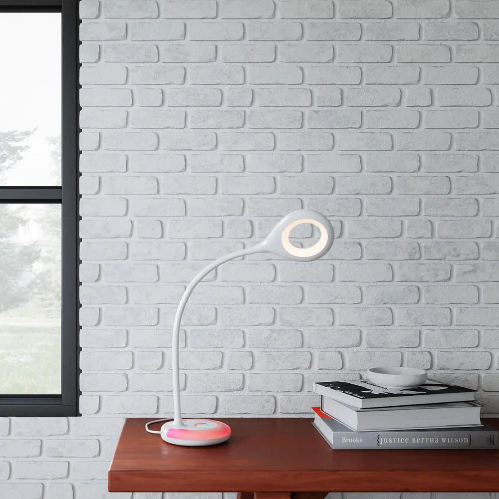 Hampton Bay 19 in. White LED Task Lamp with Color Changing