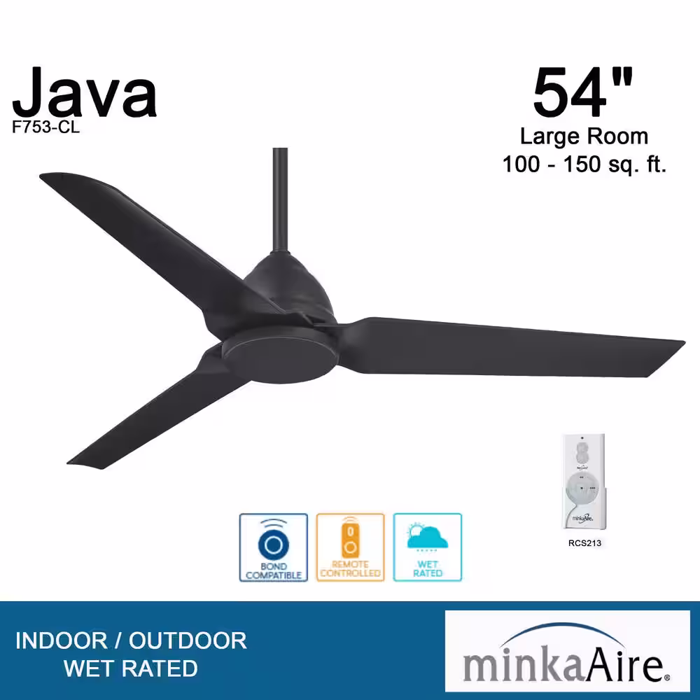 MINKA-AIRE Java 54 in. Indoor/Outdoor Coal Ceiling Fan with Remote Control