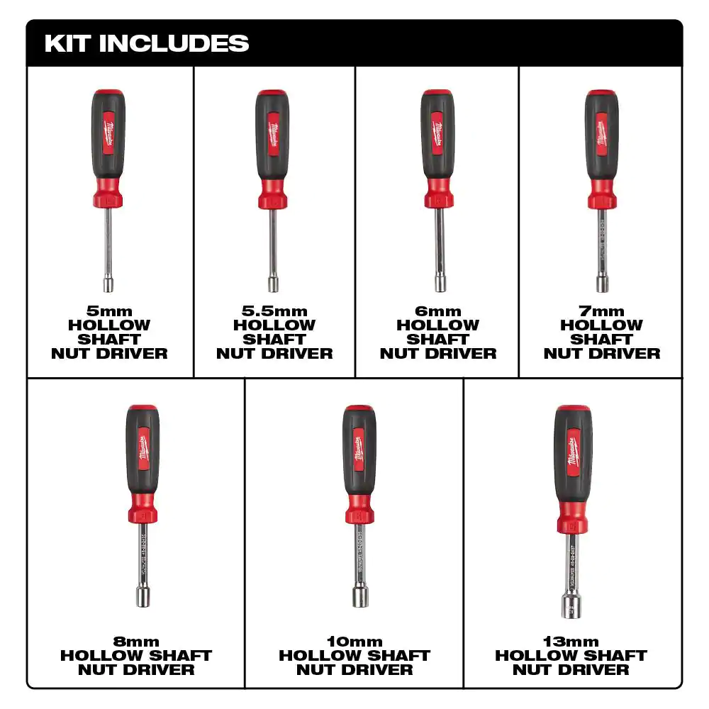 Milwaukee 7-Piece Metric Hollow Shaft Nut Driver Set