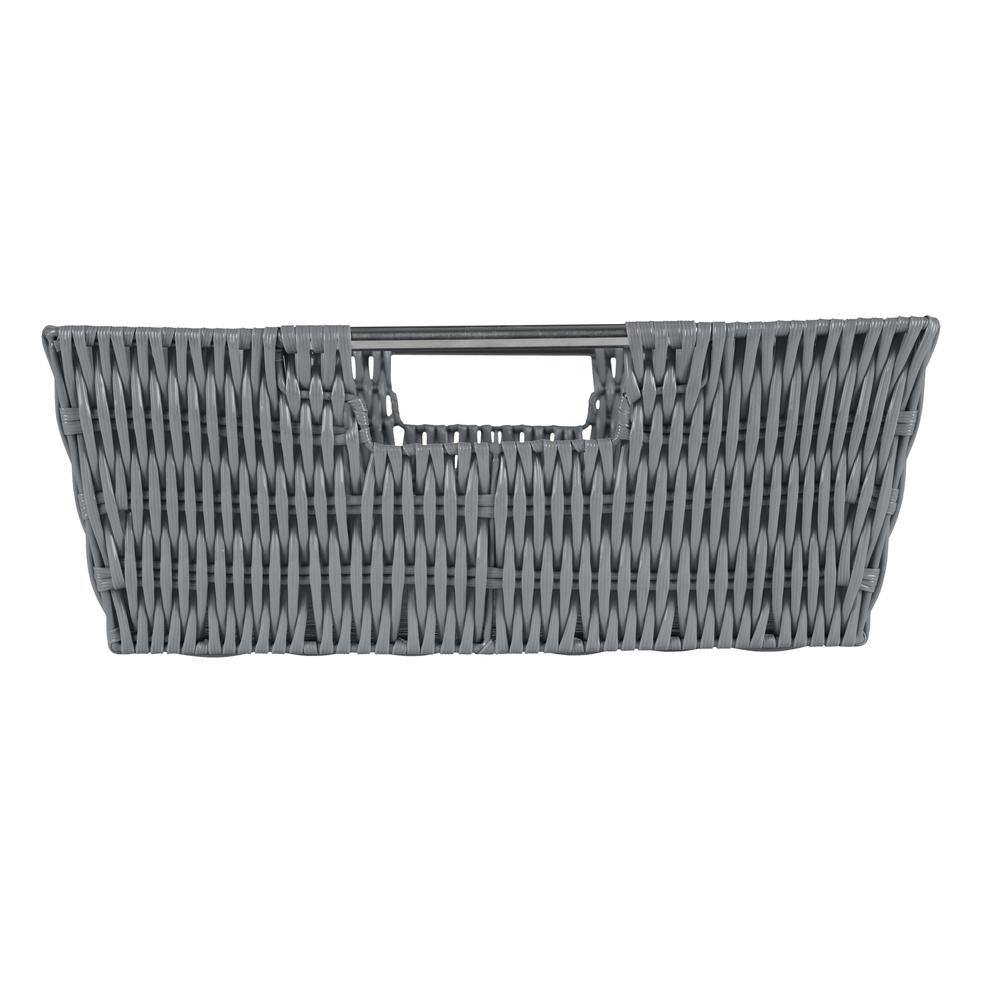 SIMPLIFY 5 in. x 13 in. Gray Shelf Storage Rattan Tote Basket