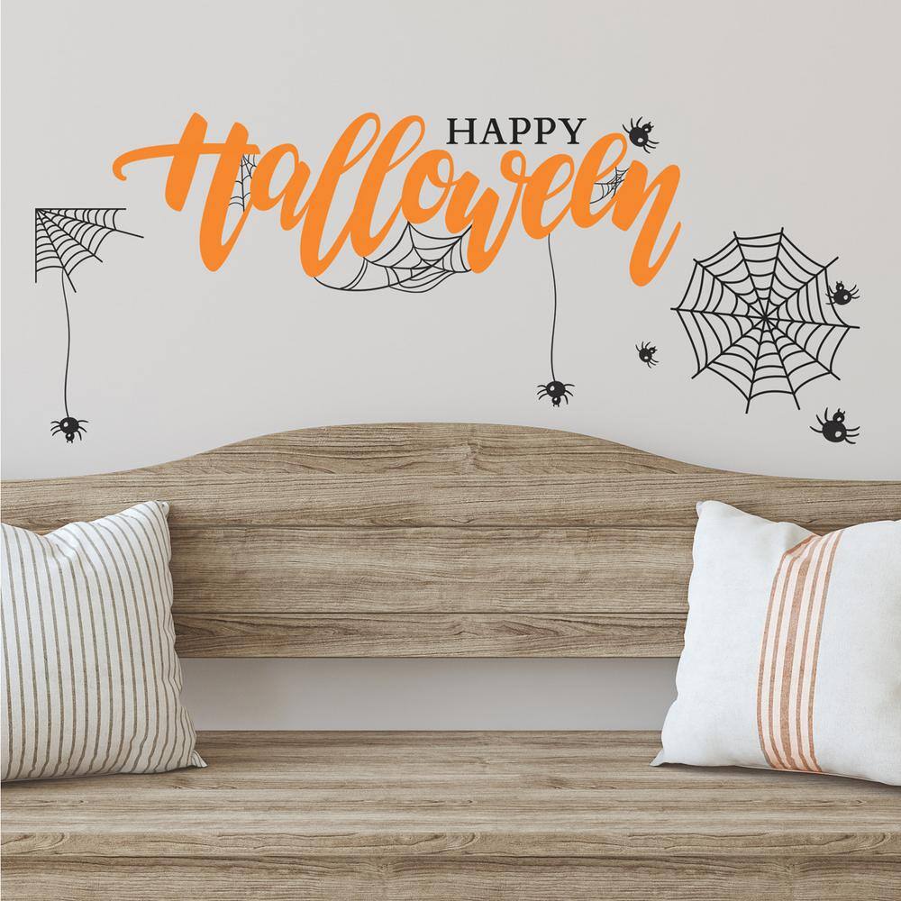 RoomMates Orange and Black Happy Halloween Quote Peel and Stick Wall Decal