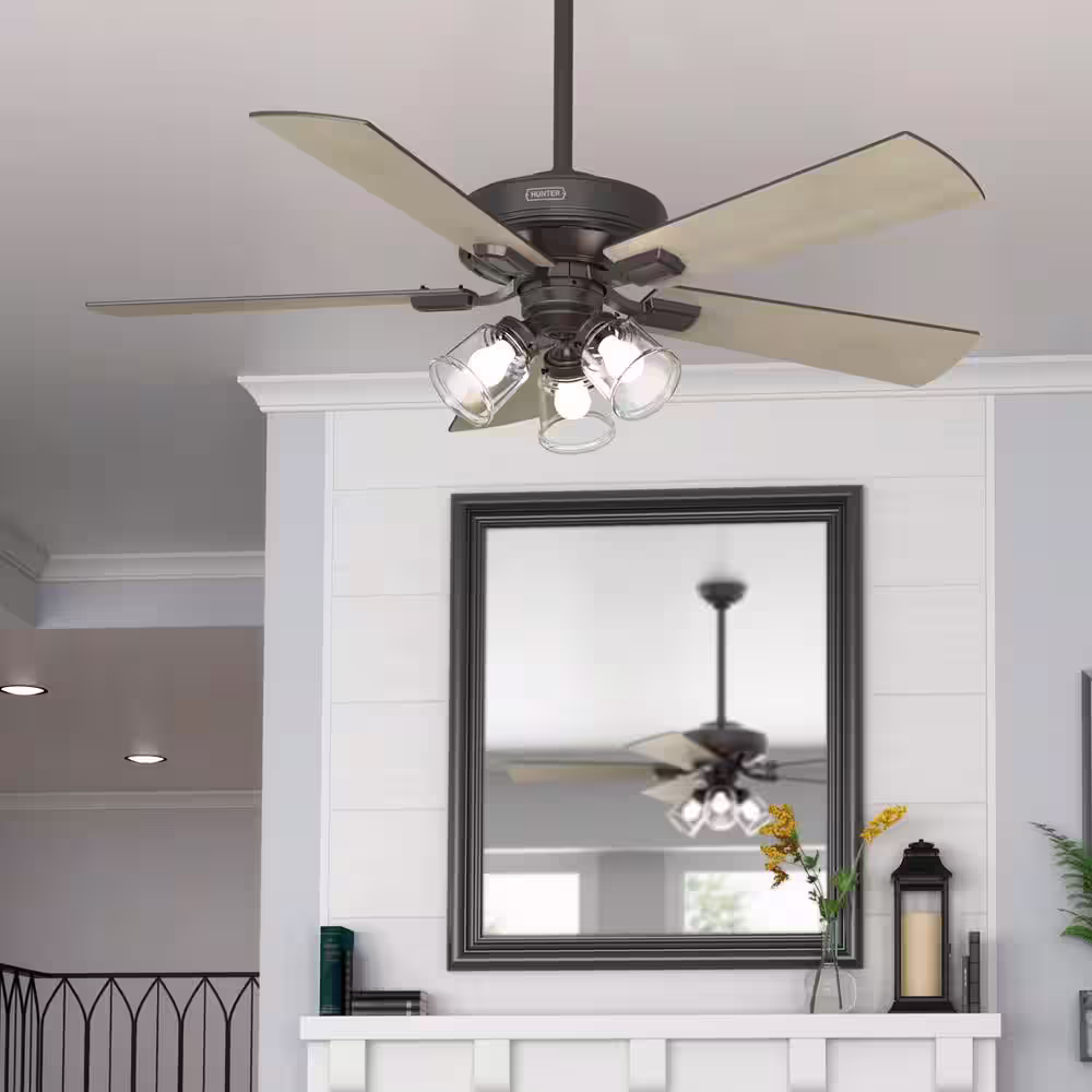 Hunter Crestfield 52 in. Indoor Noble Bronze Ceiling Fan with Light Kit and Remote
