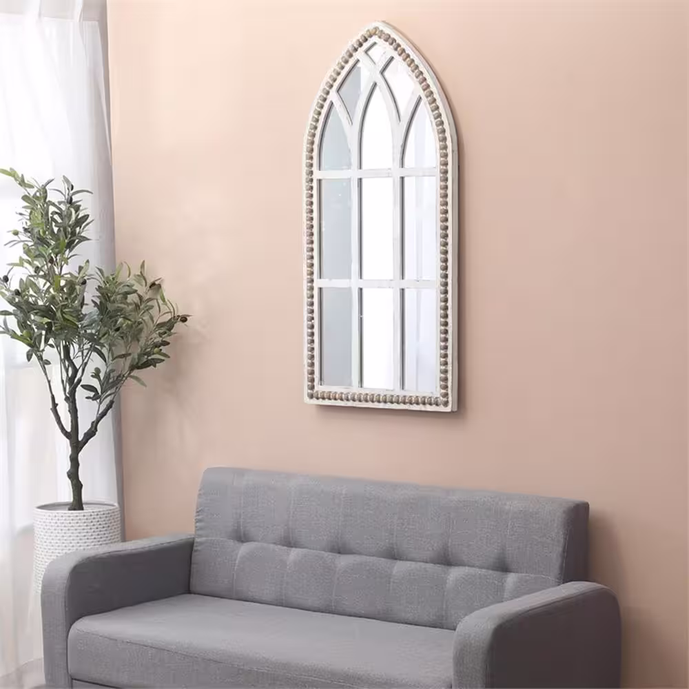 LuxenHome Medium Arch White Modern Mirror (39.4 in. H x 18.9 in. W)