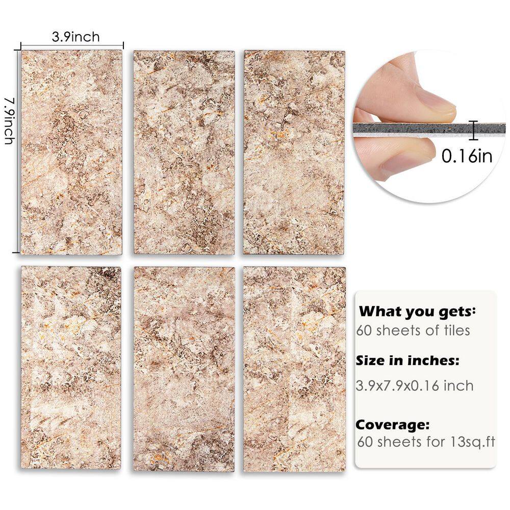 None Subway Collection Mudstone Brown 8 in. x 4 in. PVC Peel and Stick Tile (4.5 sq. ft./20-Sheets)