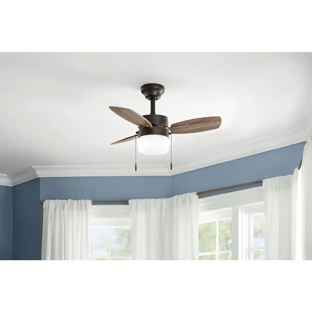 None Triplicity 30 in. Indoor Oil-Rubbed Bronze Ceiling Fan with Light