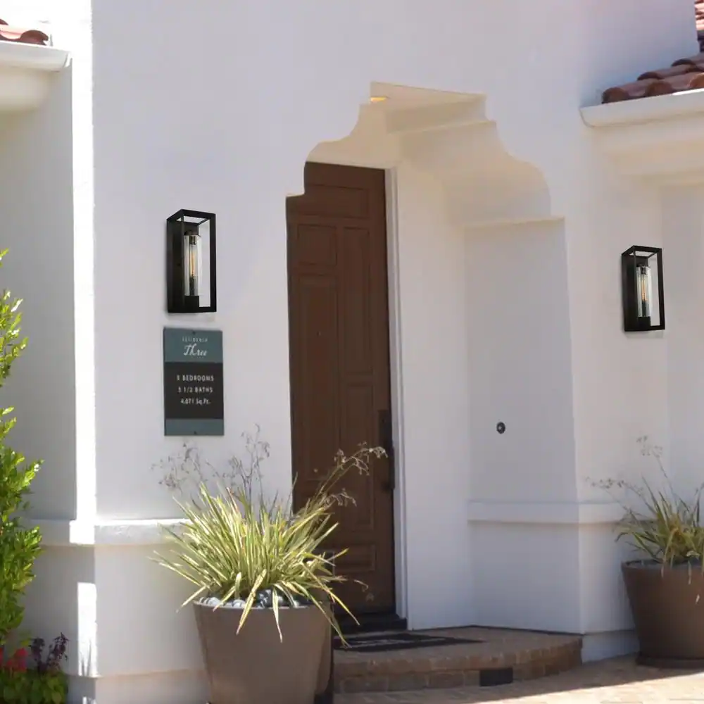 C Cattleya 1-Light Dark Bronze Outdoor Wall Lantern Sconce with Clear Seeded Glass