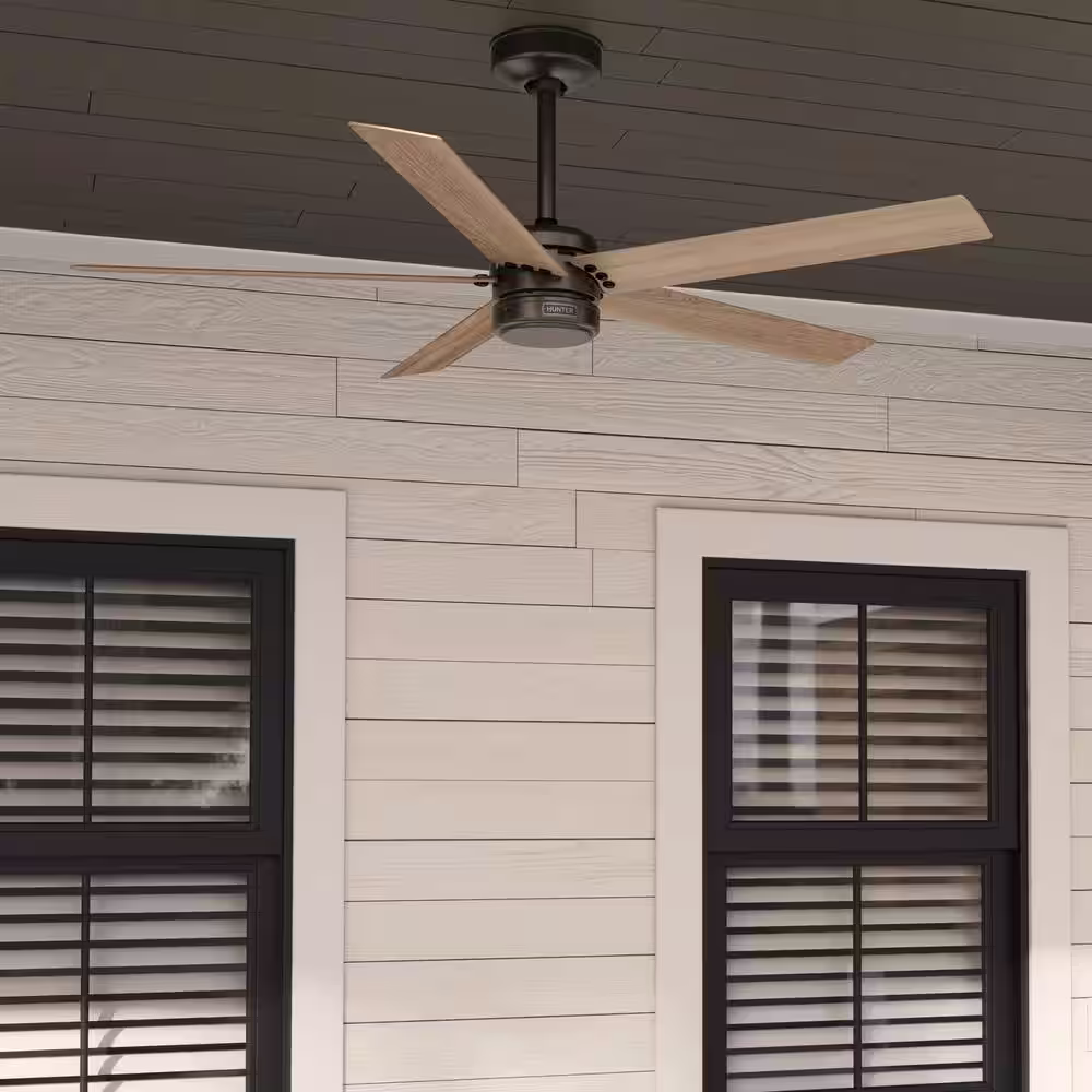 Hunter Burton 52 in. Indoor/Outdoor Noble Bronze Ceiling Fan with Wall Control Included