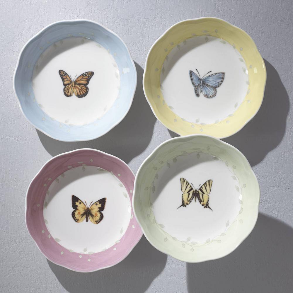 Lenox Butterfly Meadow 11 oz. Porcelain Multi Color 4-Piece Fruit Dishes