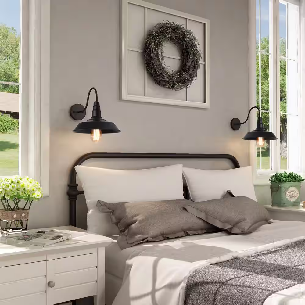 LNC 1-Light Black Industrial Classic Wall Sconce Barn Light Farmhouse Gooseneck Barn Vanity Wall Lamp