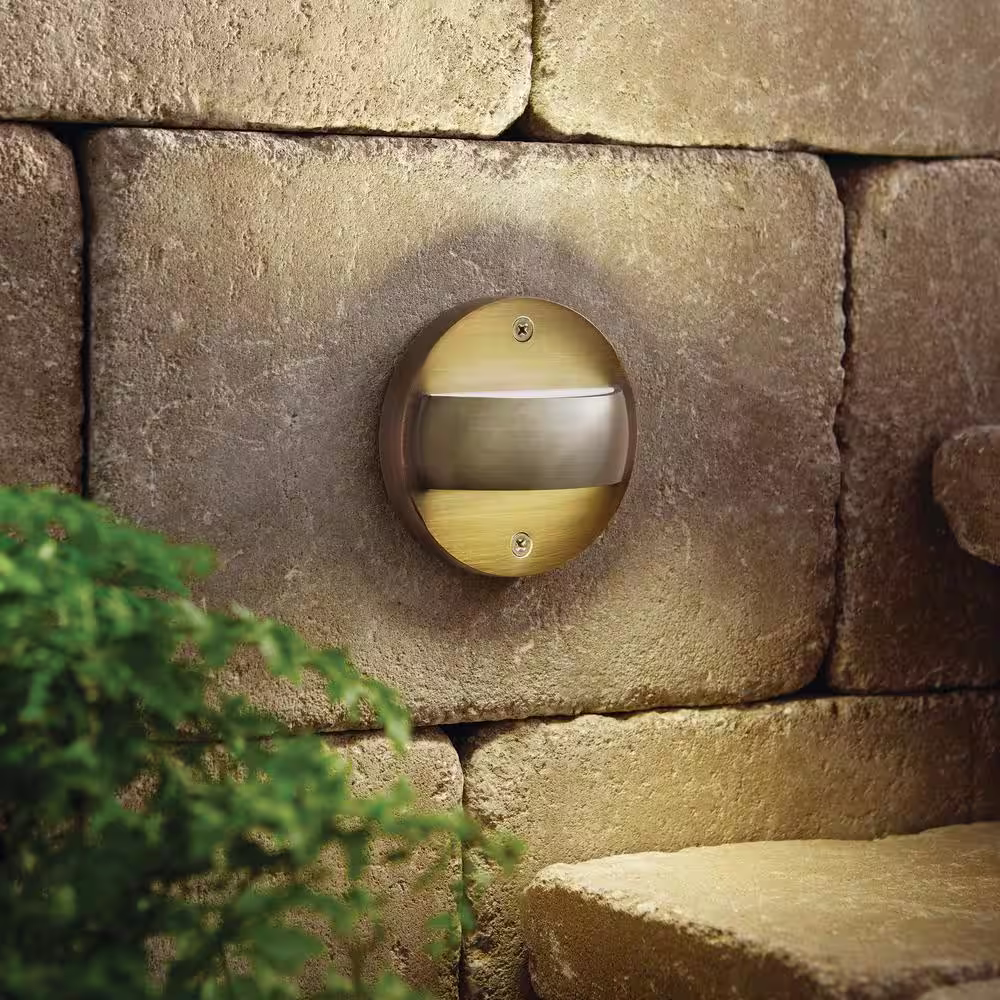 Home Decorators Collection 6-Watt Equivalent Brass Integrated LED 2700K Warm White Outdoor Landscape Deck Light