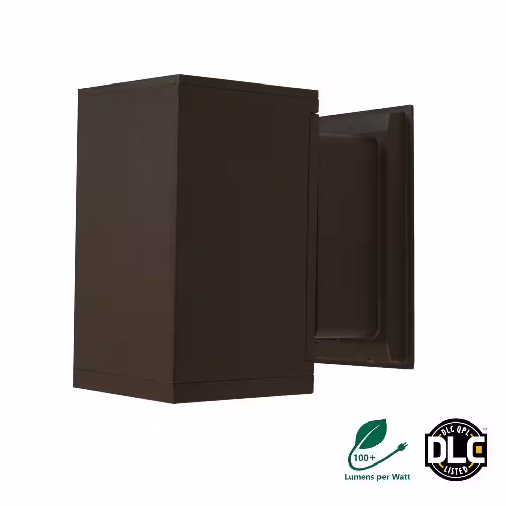 NICOR Dorado 125-Watt Equivalent Square Integrated LED Bronze Outdo or Cylinder Wall Pack Light, 5000K