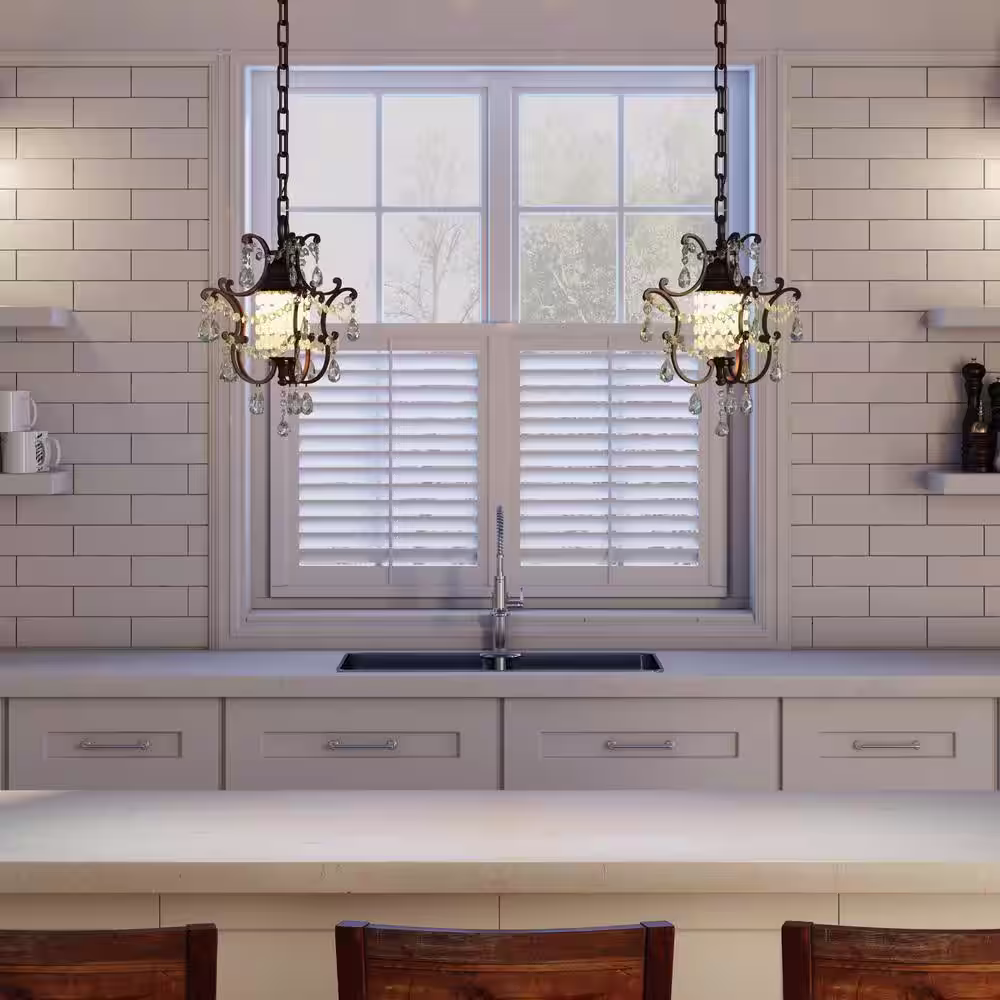 Generation Lighting Maison De Ville 1-Light British Bronze French Country Classic Mini Crystal Candlestick Chandelier with Bead Accents