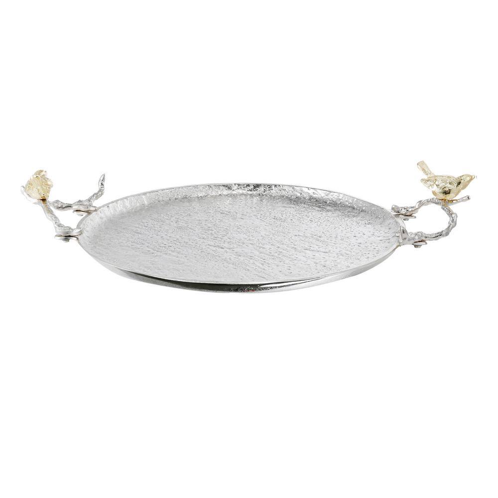 A & B Home Lavada Decorative Nickel, Gold Large Tray (Set of 2)