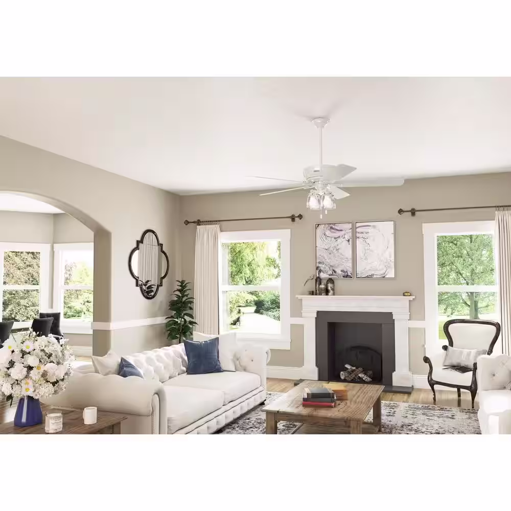 Hunter Grantham 60 in. LED Indoor Fresh White Ceiling Fan with Light Kit