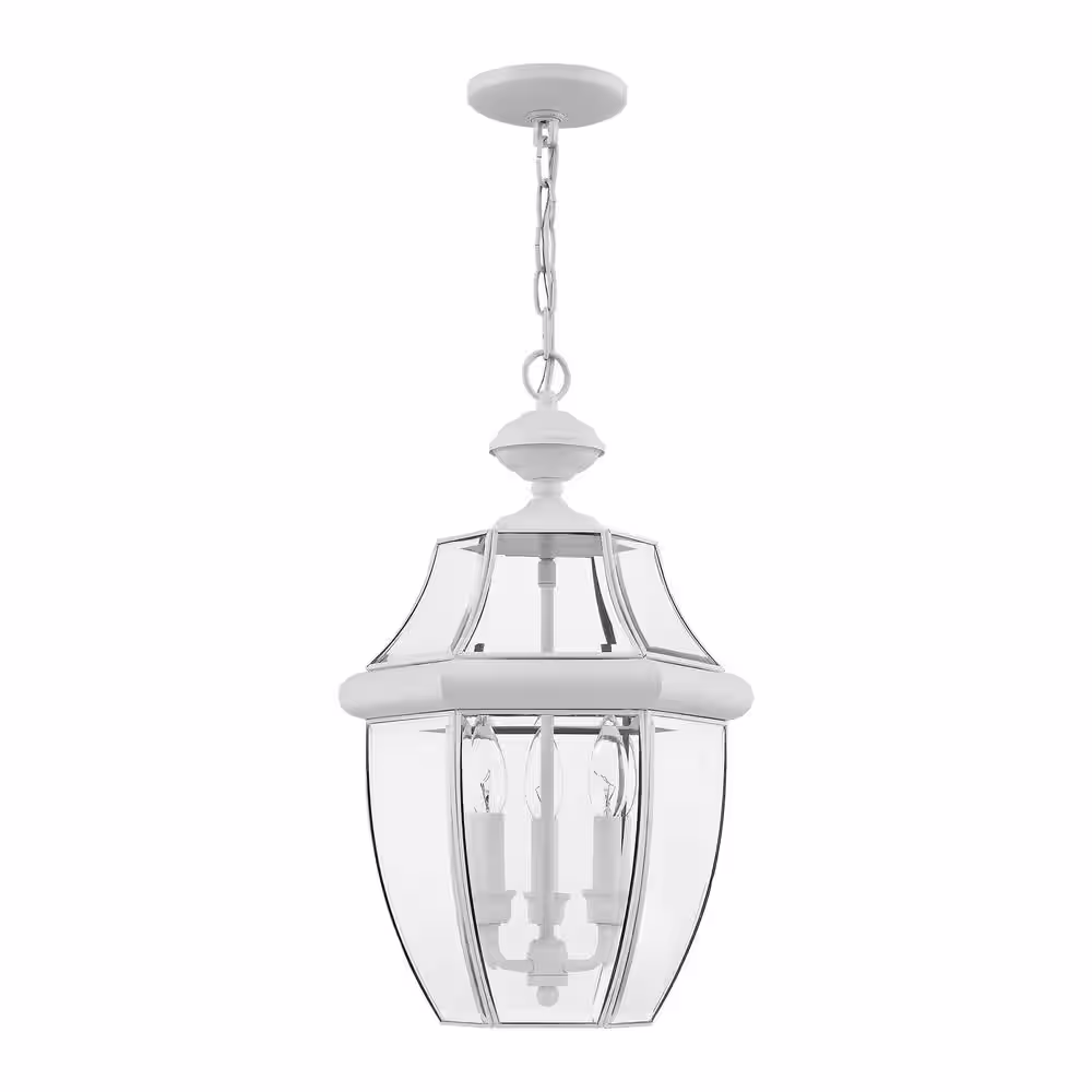 Livex Lighting Monterey 3-Light White Hardwired Outdoor Pendant Light