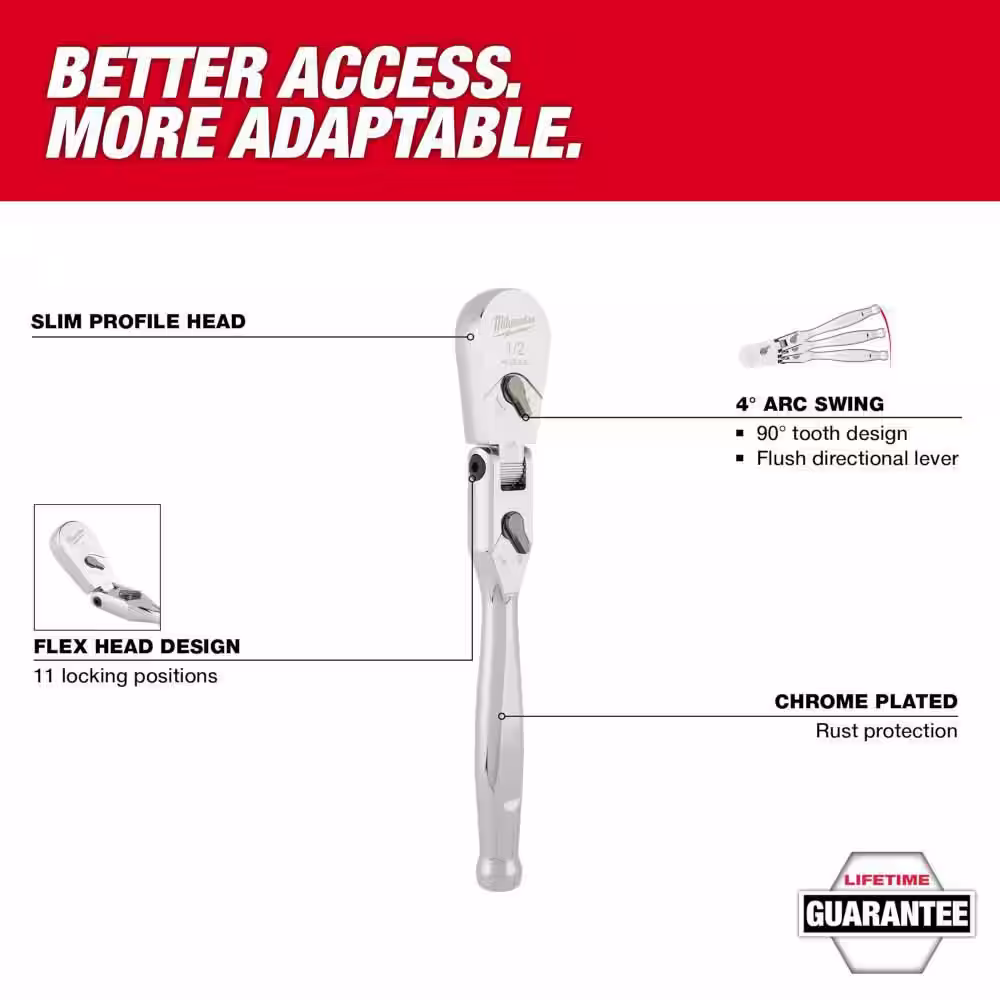 Milwaukee 1/2 in. Drive 18 in. Flex Head Ratchet
