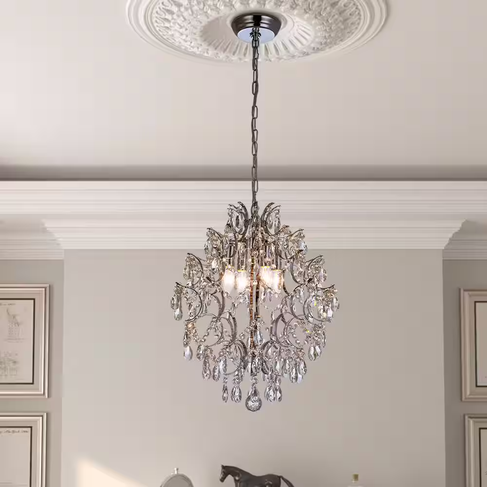 Maxax New Orleans 4 -Light Clear Unique/Statement Geometric Chandelier with Crystal Accents