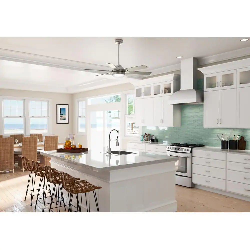 Hunter Hardaway 52 in. LED Indoor Brushed Nickel Ceiling Fan with Light Kit and Remote