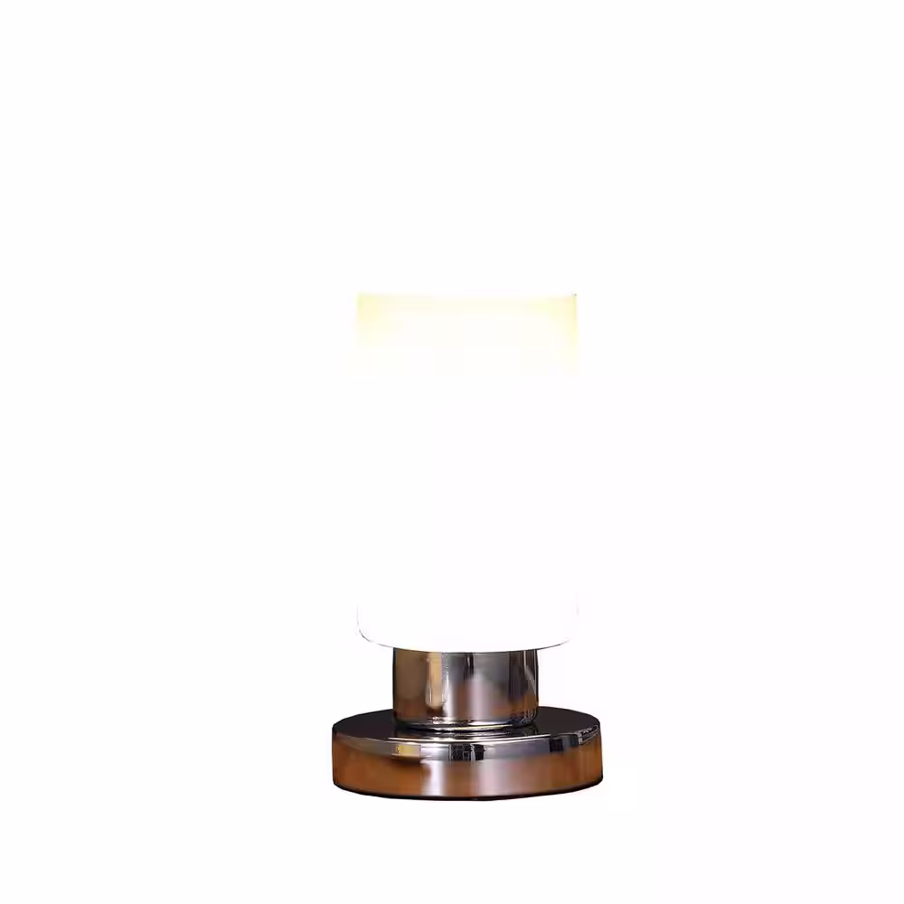ORE International 8.75 in. Elli Glass Uplight Touch-On Cylinder Metal Table Lamp
