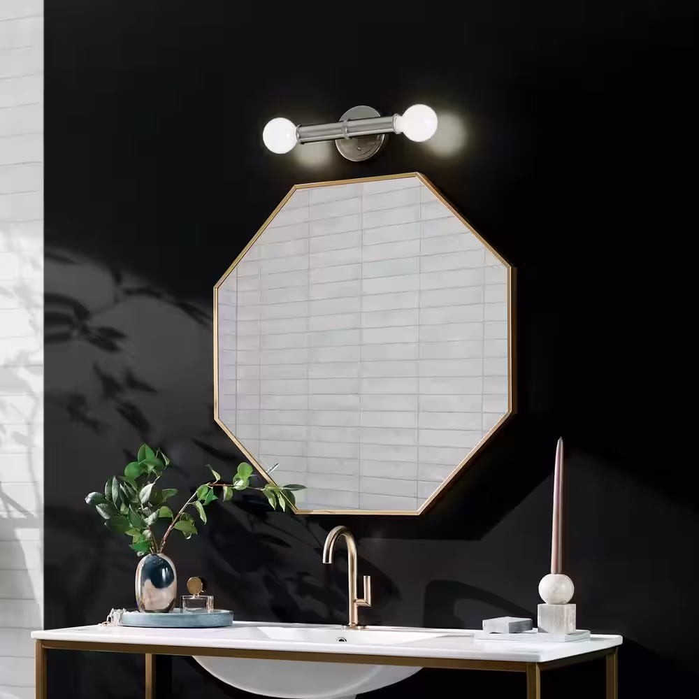 KICHLER Torche 9.75 in. 2-Light Brushed Nickel Bathroom Wall Sconce Light