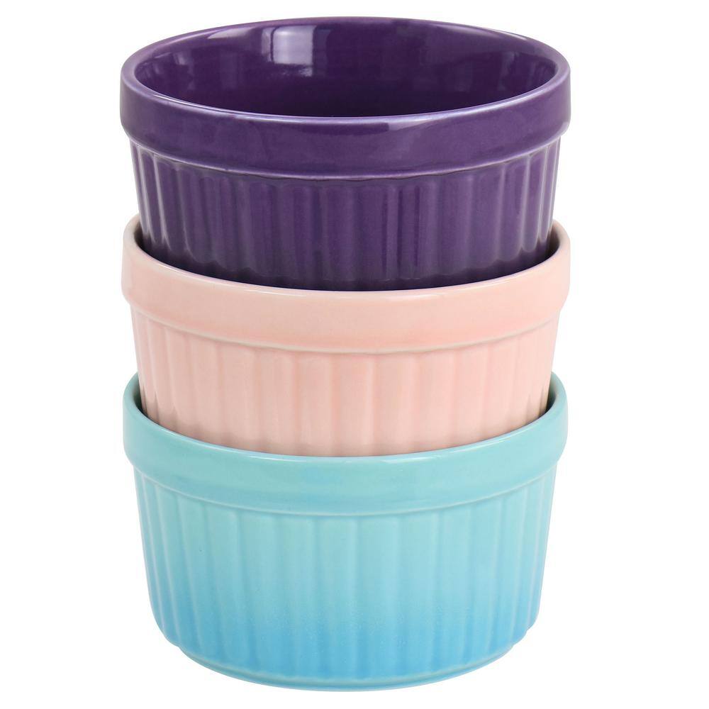 Crock-Pot Thornburg 3-Piece 12 oz. Stoneware Ramekin Set in Assorted Colors