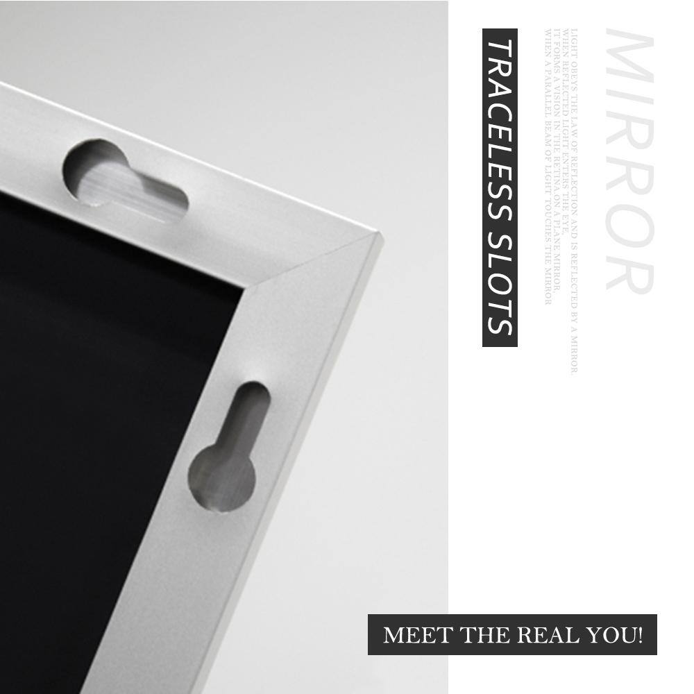 NEUTYPE Large Rectangle Silver Hooks Modern Mirror (59 in. H x 20 in. W)