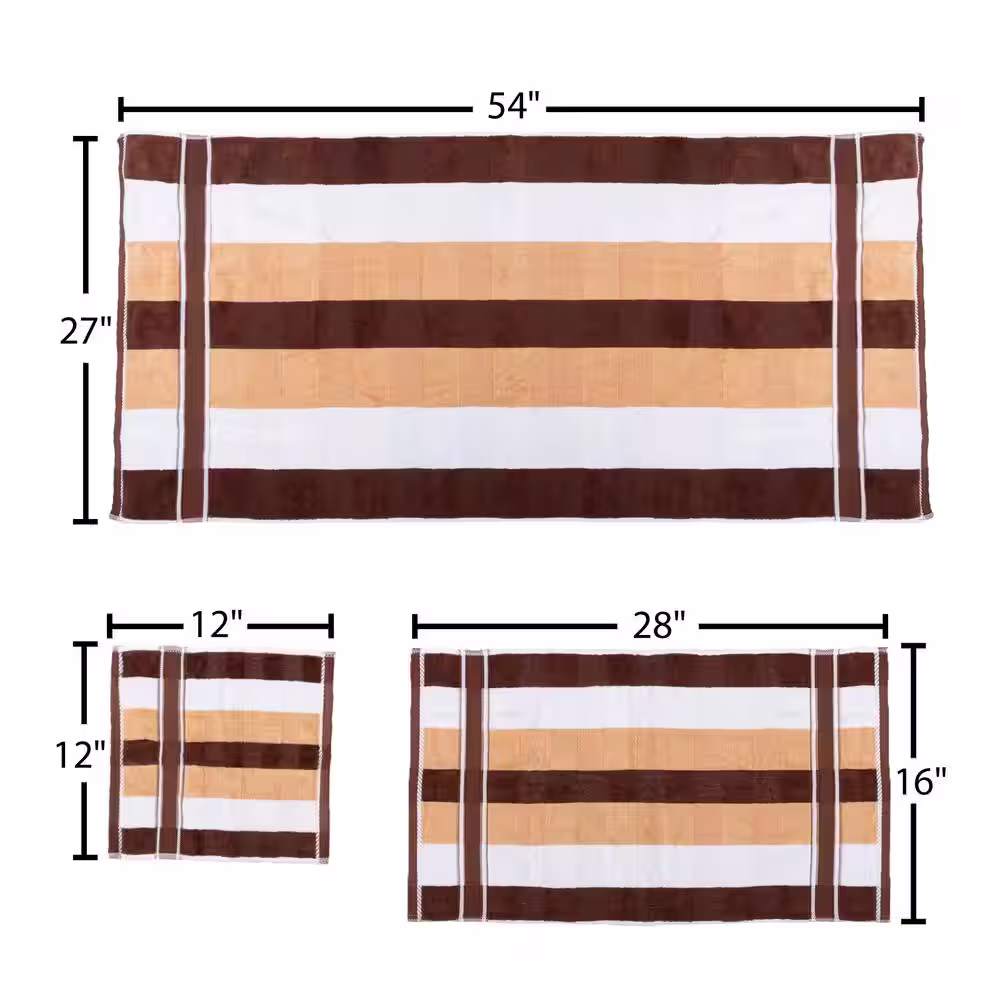 None 6-Piece Brown Striped 100% Cotton Bath Towel Set