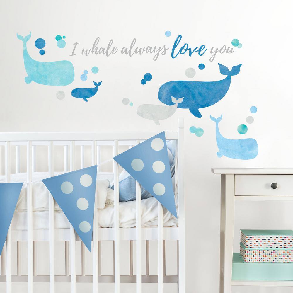 RoomMates Blue I Whale Always Love You Giant Wall Decals